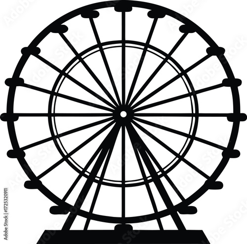 ferris wheel silhouette, ride vector art