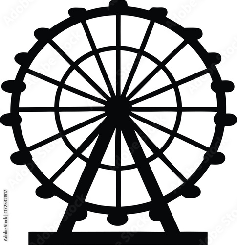 ferris wheel silhouette, ride vector art
