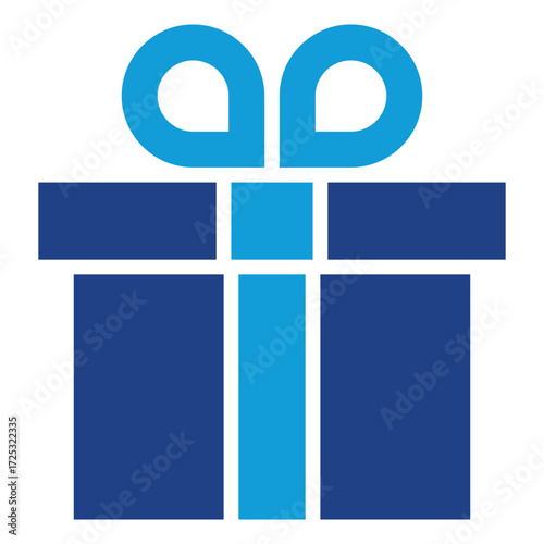 Gift Box Glyph Dual Tone Blue Icon Design Vector - Wrapped gift box with ribbon, representing reward, celebration, and appreciation