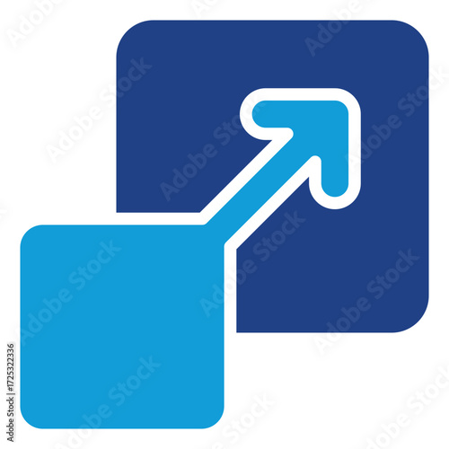Growth Arrow Glyph Dual Tone Blue Icon Design Vector - Square with arrow pointing upward, symbolizing growth, progress, and business development
