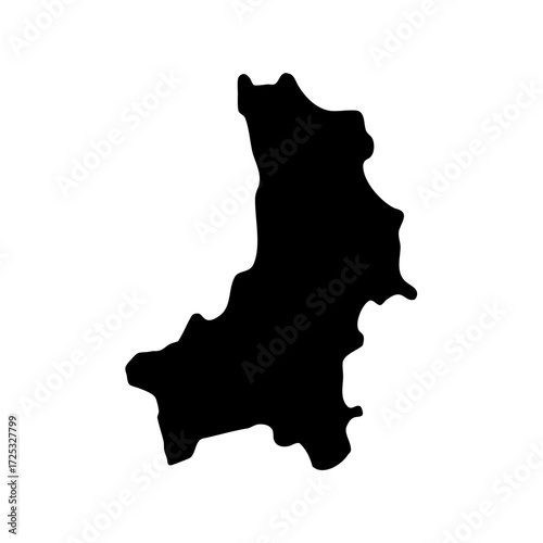 Black silhouette map of the Republic of Mordovia, a federal subject of Russia