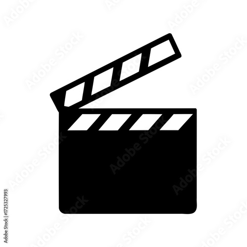 Black and white illustration of open movie clapboard signifying film industry