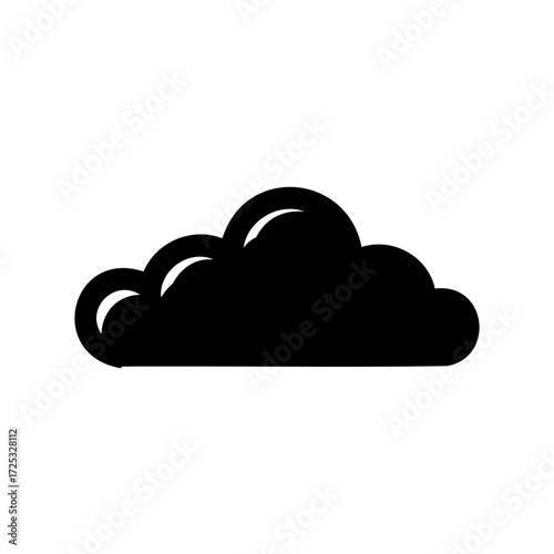 Black and White Cloud Icon, Representing Weather, Data Storage, or Cloud Computing