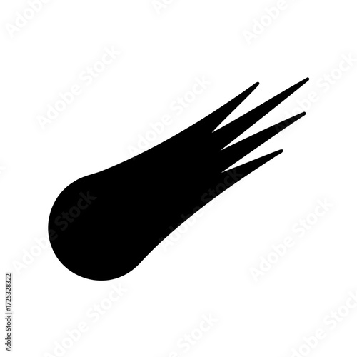 Stylized black vector image of a meteor, comet, or shooting star