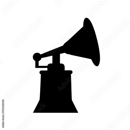 Black silhouette of a vintage gramophone, a relic of musical history