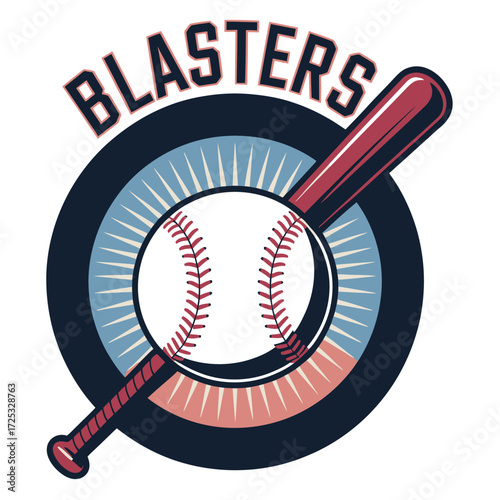 Baseball emblem icon. Blasters team badge branding mark. Game championship league symbol. Sport event logo.