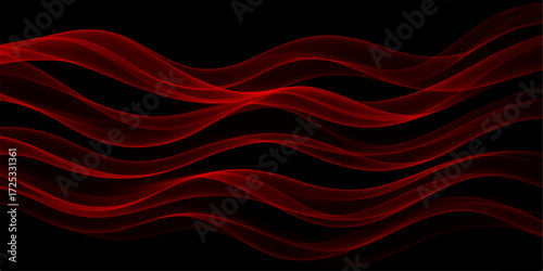 Flowing red silk wave abstract texture background with soft light and smooth curves