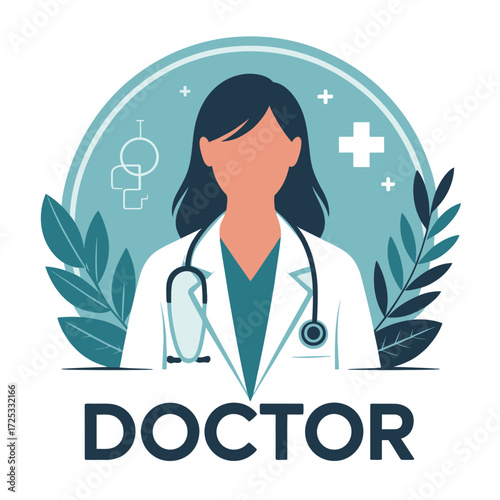 Professional female doctor healthcare worker character. Medical uniform stethoscope health professional general practitioner.