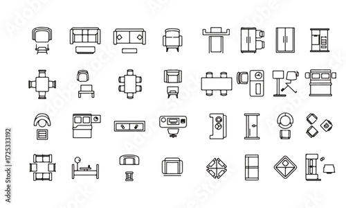 Hand drawn furniture and fixture icons for interior design