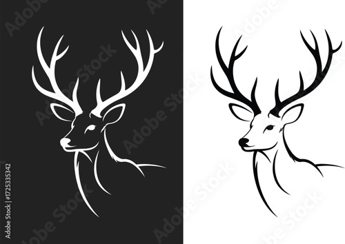 Deer head vector illustration stag reindeer antler design art
