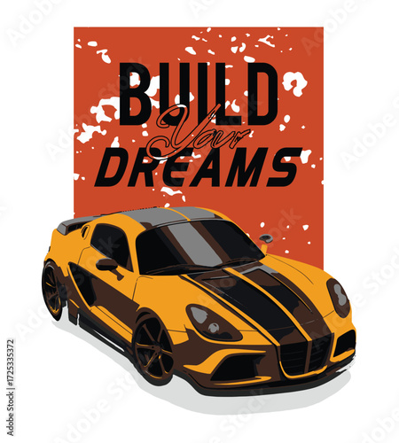 Modern Supercar Typography T-Shirt Design