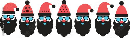 Hipster santa claus christmas pattern background vector design