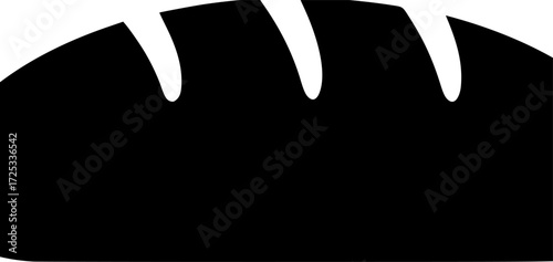 a black loaf of bread with three cuts on a white background 
