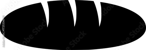 a black loaf of bread with three cuts on a white background 

