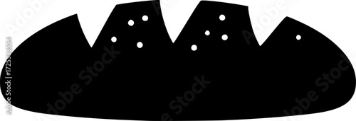 a black loaf of bread with three cuts on a white background 
