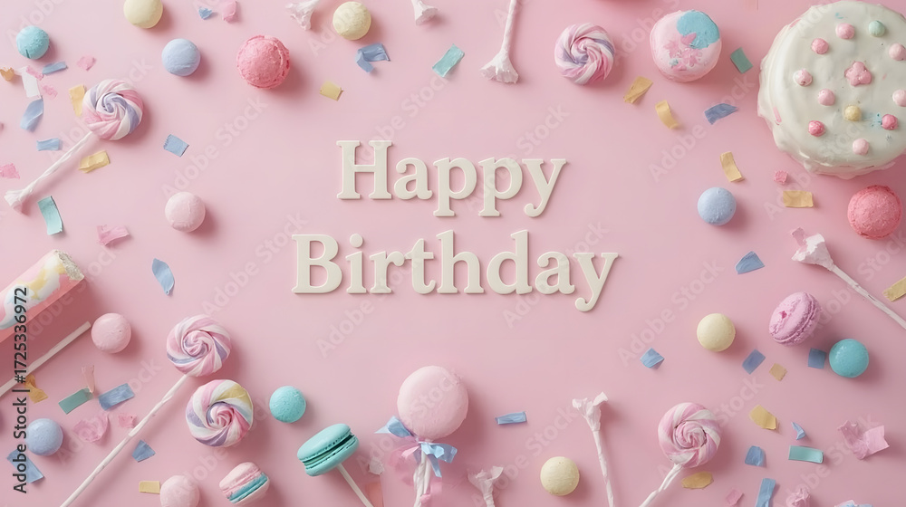 Fototapeta premium Happy Birthday Sweet Candy Pastel