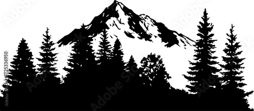 Back new silhouette of mountain and tree, snow, winter, landscape, nature, mountains, forest, cold, trees, peak, mt, ice, clouds, mount, tree, scenic, fog, alps, glacier, outdoors, travel, panorama, p