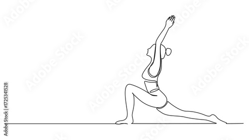 animated continuous single line drawing of fit woman stretching, athletic female in yoga pose, line art animation