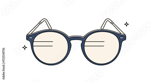 Stylish round blue eyeglasses with clean and clear lenses.