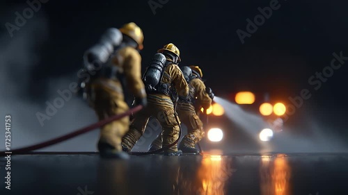 Firefighters Battling Blaze: Courage Under Pressure