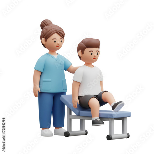 Caring Physiotherapist Assists Patient During Rehabilitation Session On Transparent Background
