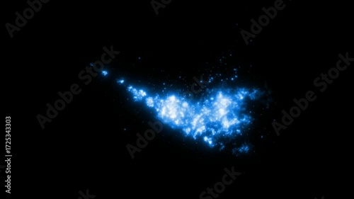 abstract animation of a swirling blue energy cloud on a black background.