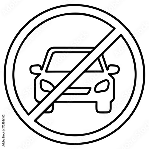 No car allowed sign, circular symbol, traffic rules.