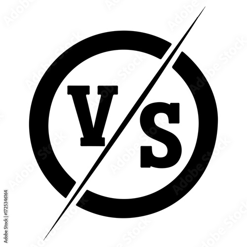 Versus symbol representing conflict and comparison in competition or debate.