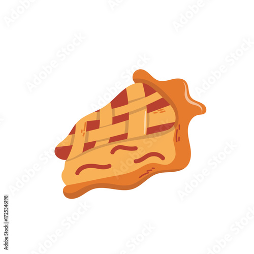 Autumn apple pie slice with jam. Cozy autumn slice of apple pie with sweet jam filling, perfect for warm evenings, rustic kitchens, and comforting seasonal moods.