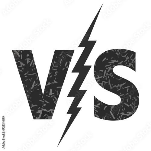 Versus symbol with lightning bolt for battle or challenge.