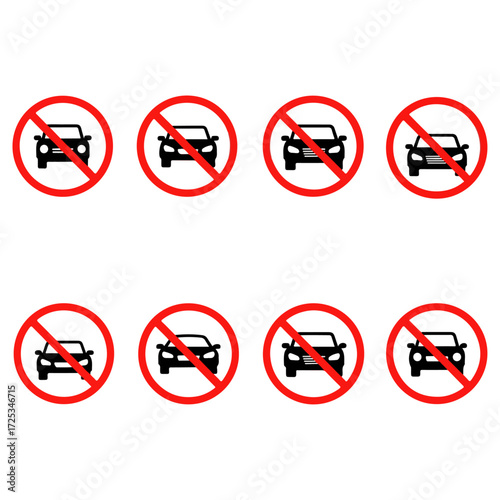 No car allowed signs variations.