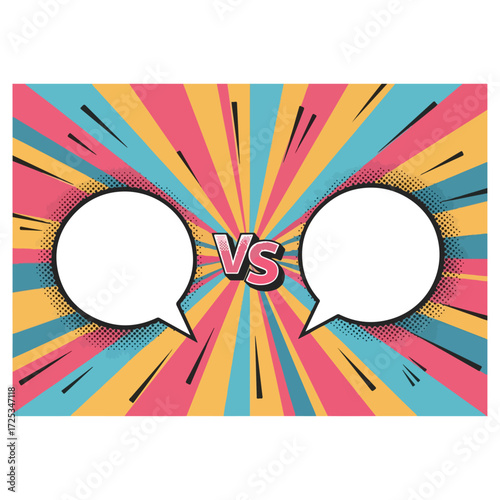 Two speech bubbles with VS in the middle.
