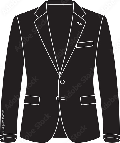 Blazer icon in silhouette modern style by advance white.