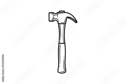 Black and White Hammer Illustration Vector on White Background