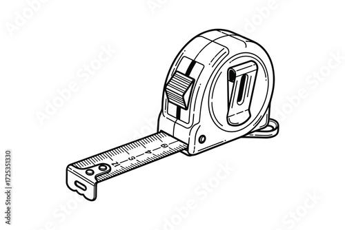 Black and White Tape Measure Vector Illustration