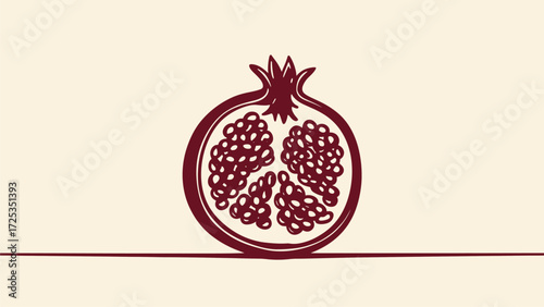 Hand-Drawn Pomegranate Illustration:  Rustic Red Fruit Design