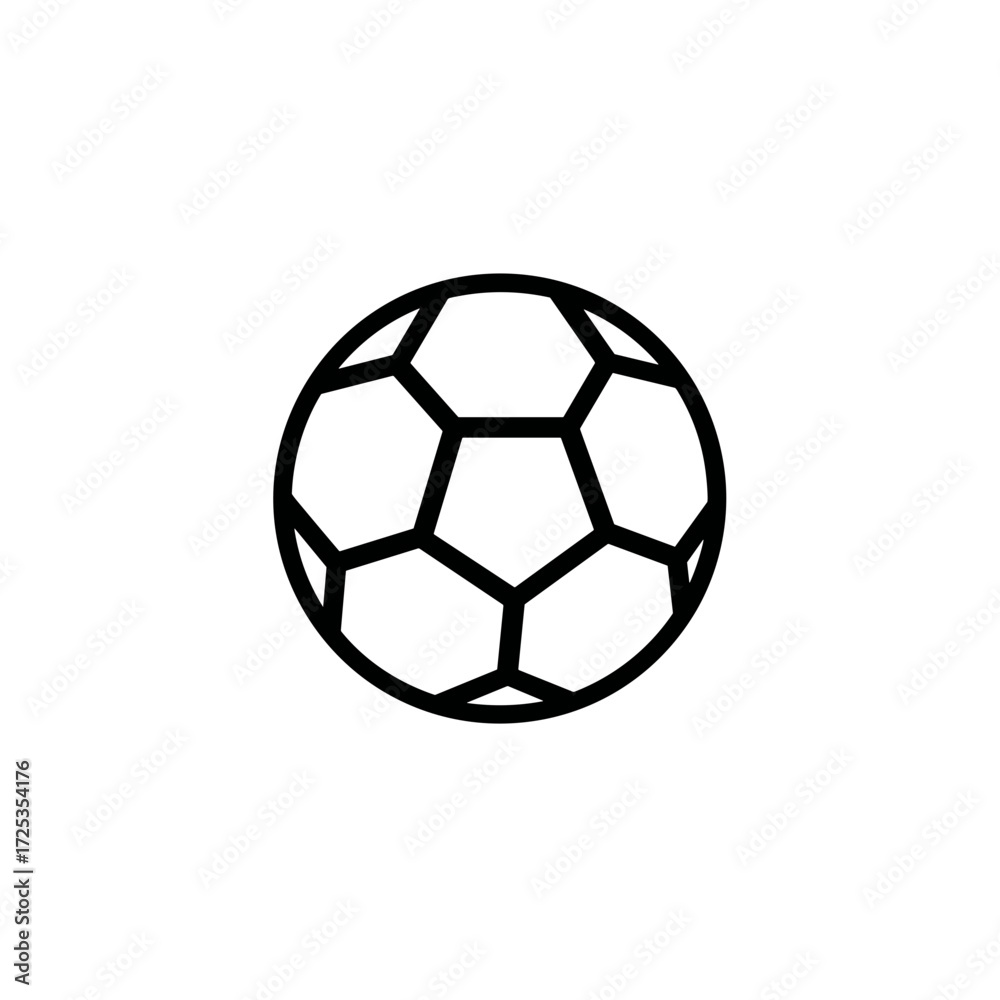 Obraz premium Soccer ball icon in outline style, black on white, sports and recreation symbol
