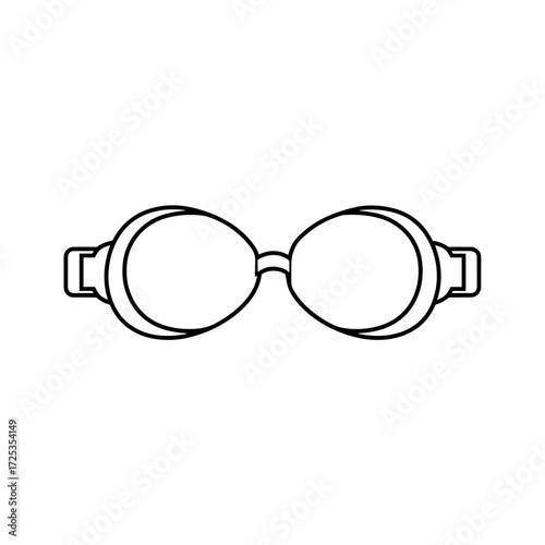 Swimming goggles icon in outline style, black on white, water sports gear