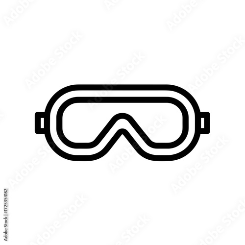 Swimming goggles icon in outline style, black on white, water sports gear