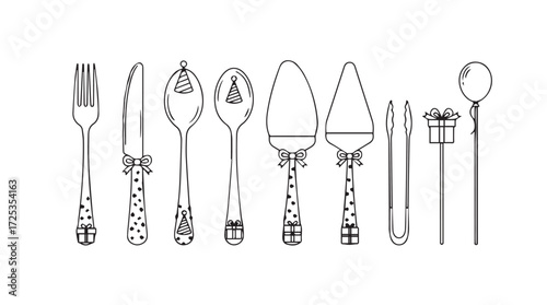 Elegant silverware set forks knives spoons serving utensils for formal dining and celebrations vector