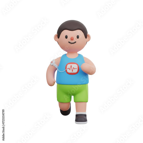 Cartoon Character Engaged In Fitness Run On Transparent Background Animation