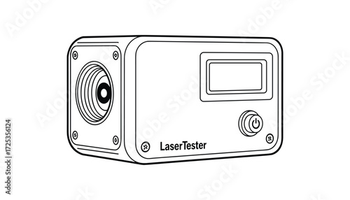 Laser Tester Line Art Vector Illustration with Button and Display