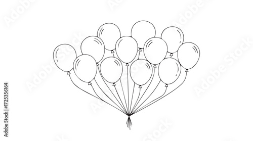 Bunch of balloons floating upward celebration party event joyful fun festive atmosphere vector