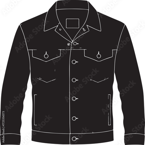 Denim jacket icon in silhouette modern style by advance white background.