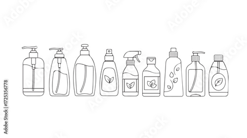 Vintage perfume bottles collection outline drawing subtle elegance timeless beauty vector