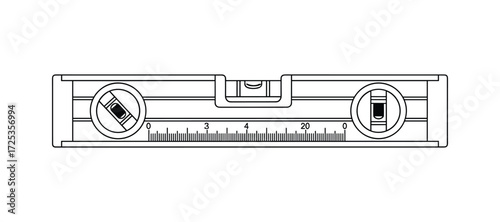 Outline of a Spirit Level with Horizontal and Plumb Vials Vector