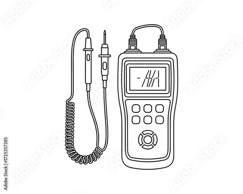 Outline of Electronic Multimeter with Probes Vector Illustration