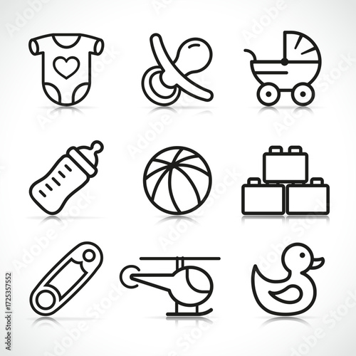 Vector newborn baby icons set