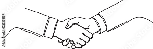 Handshake agreement and introduction banner – one continuous single line drawing vector illustration.eps