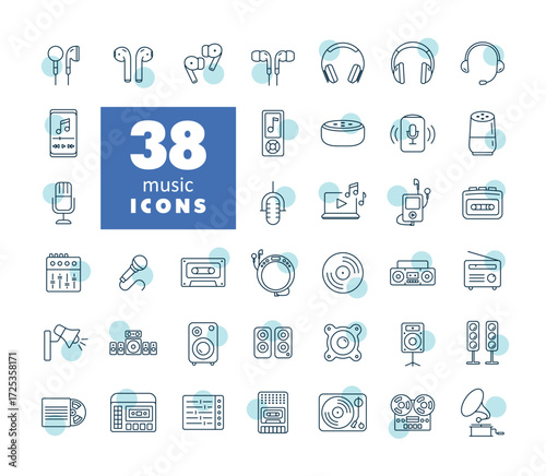 Multimedia devices and symbols icons set